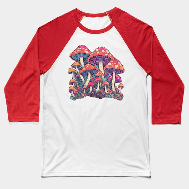 Vintage Mushrooms Baseball T-Shirt by Kelly Jenkins